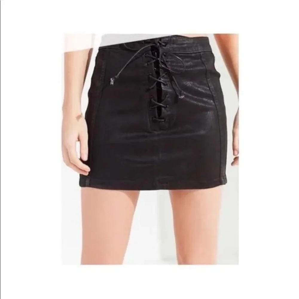 BDG Black Denim Lace Up Mini Skirt (M)